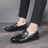 NXY Black Men's Loafers and Slip On丨Luxury Tassel Mens Dress Shoes &amp; Elegant Casual Boat Shoes Size 7-13
