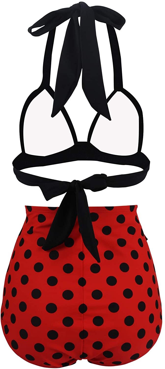 XNY Women's Vintage Polka Dot High Waisted Bathing Suits Bikini Set