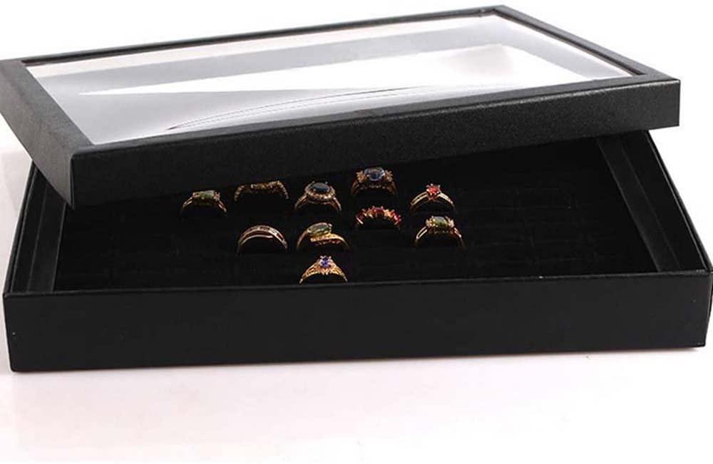 NXY Jewelry Rings Display Tray Velvet 100 Slot Case Box Jewelry Storage Box