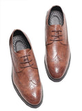 NXY Men's Comfort Dress Oxford Shoes Lace-up Wingtip Pointed Toe Casual