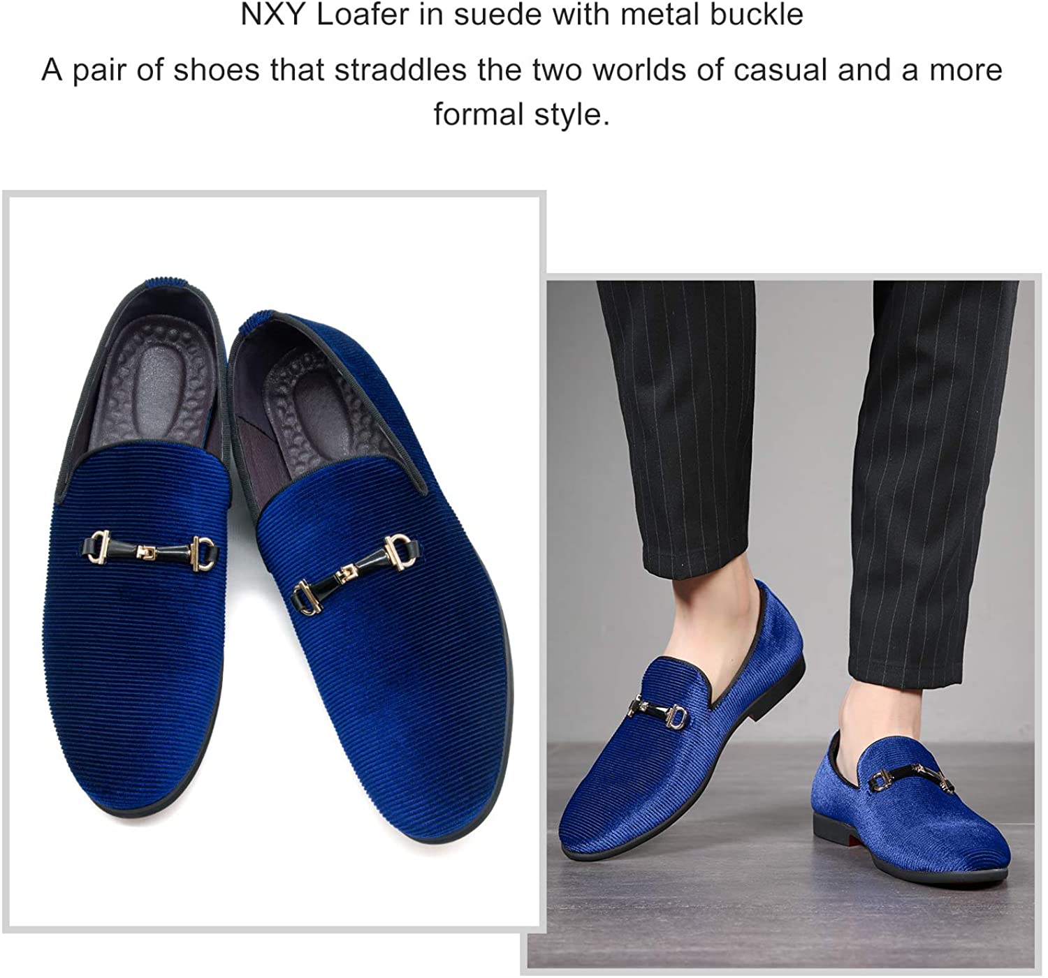 NXY Black Loafers Men丨Men's Penny Loafers &amp; Velvet Loafers Men - Fashion Formal Buckle Casual Dress Shoes