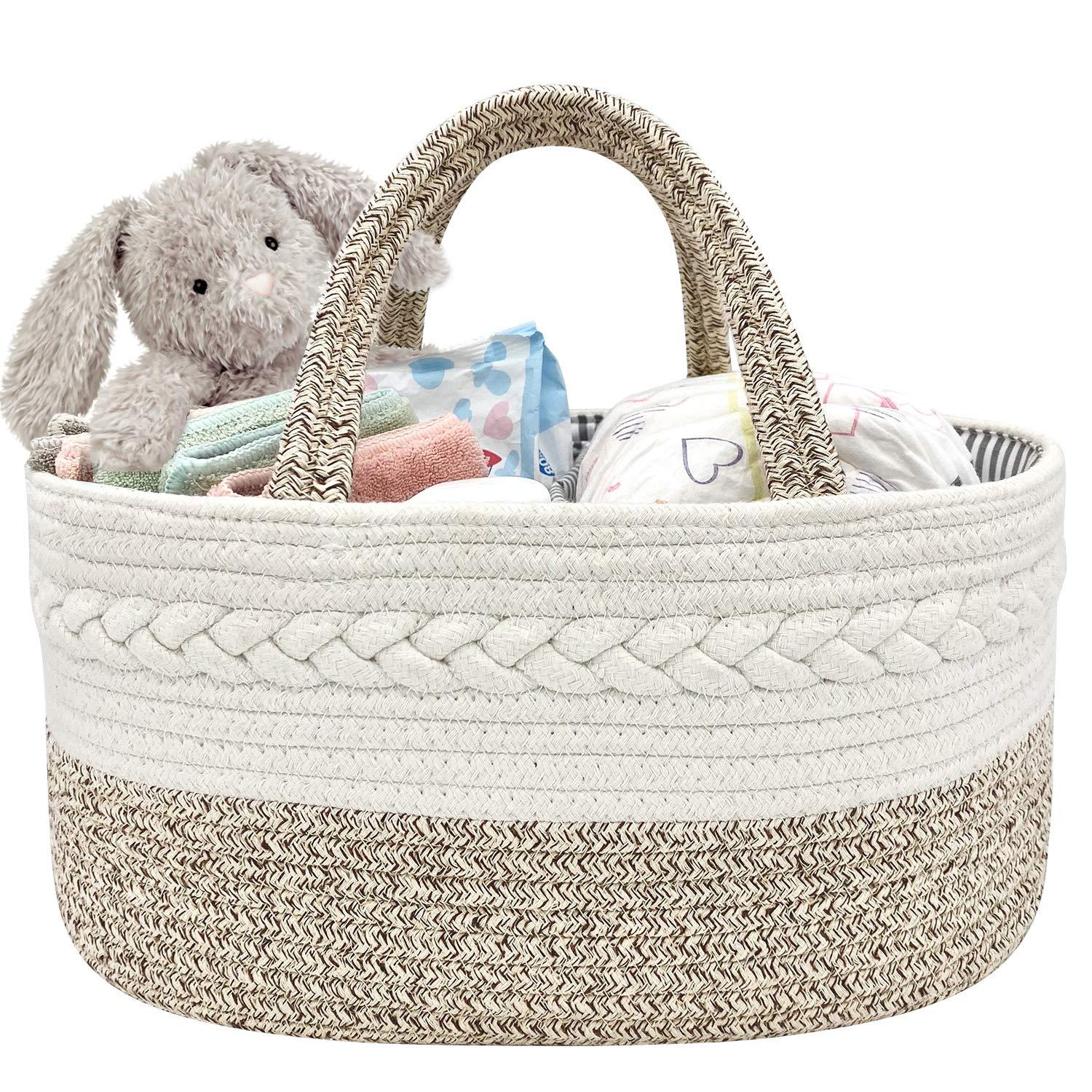 NXY Diaper Caddy, Diaper Caddy for Baby Girl, Diaper Caddy Organizer, Nursery Storage Caddy, Top Newborn Registry Gift, Baby Gift, Newborn Registry Must Haves. Cotton Rope Caddy. 14.5&quot; x8.7&quot; x7.1&quot;