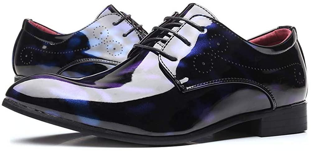 NXY Men' Lace Up Wingtip Oxford Modern Leather Pointed Toe Dress Shoes Formal