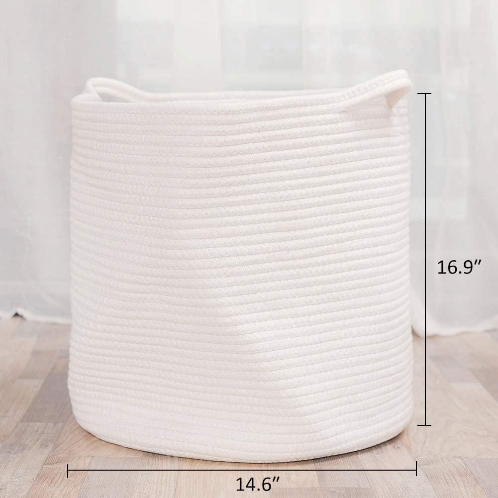 NXY Round Cotton Laundry Basket Rope Storage Basket Baby Woven Baskets Blanket Soft Floor Basket with Handle