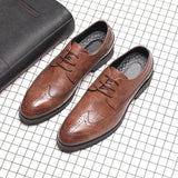 NXY Men's Comfort Dress Oxford Shoes Lace-up Wingtip Pointed Toe Casual