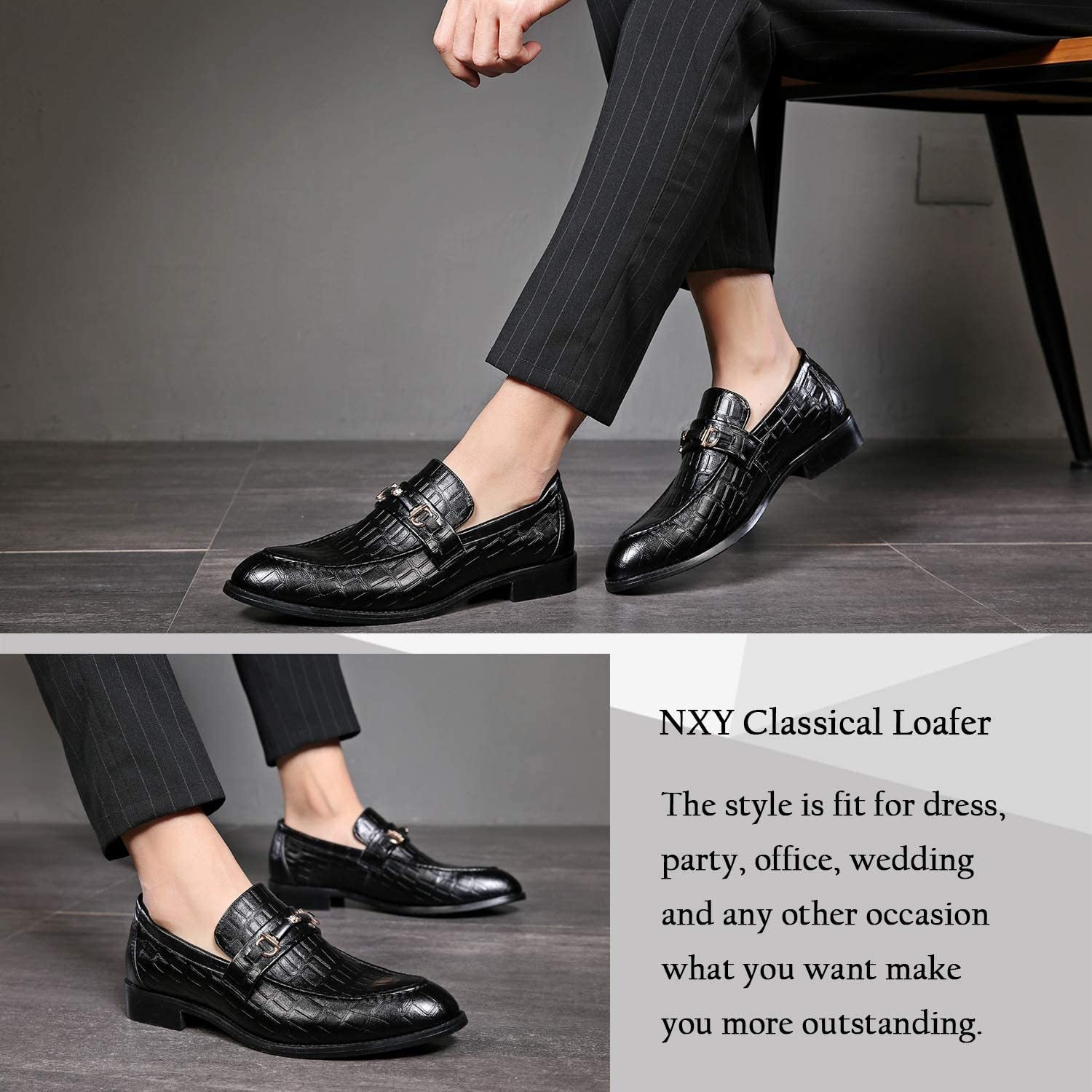 NXY White Shoes for Men丨 Men's Driving Shoes &amp; Noble Dress Shoes for Men丨Classic Business Black Loafers for Men 6-13
