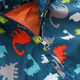 Toddler Boys Girls Jacket Hooded Trench Dinosaur Lightweight Kids Coats Windbreaker Outdoor