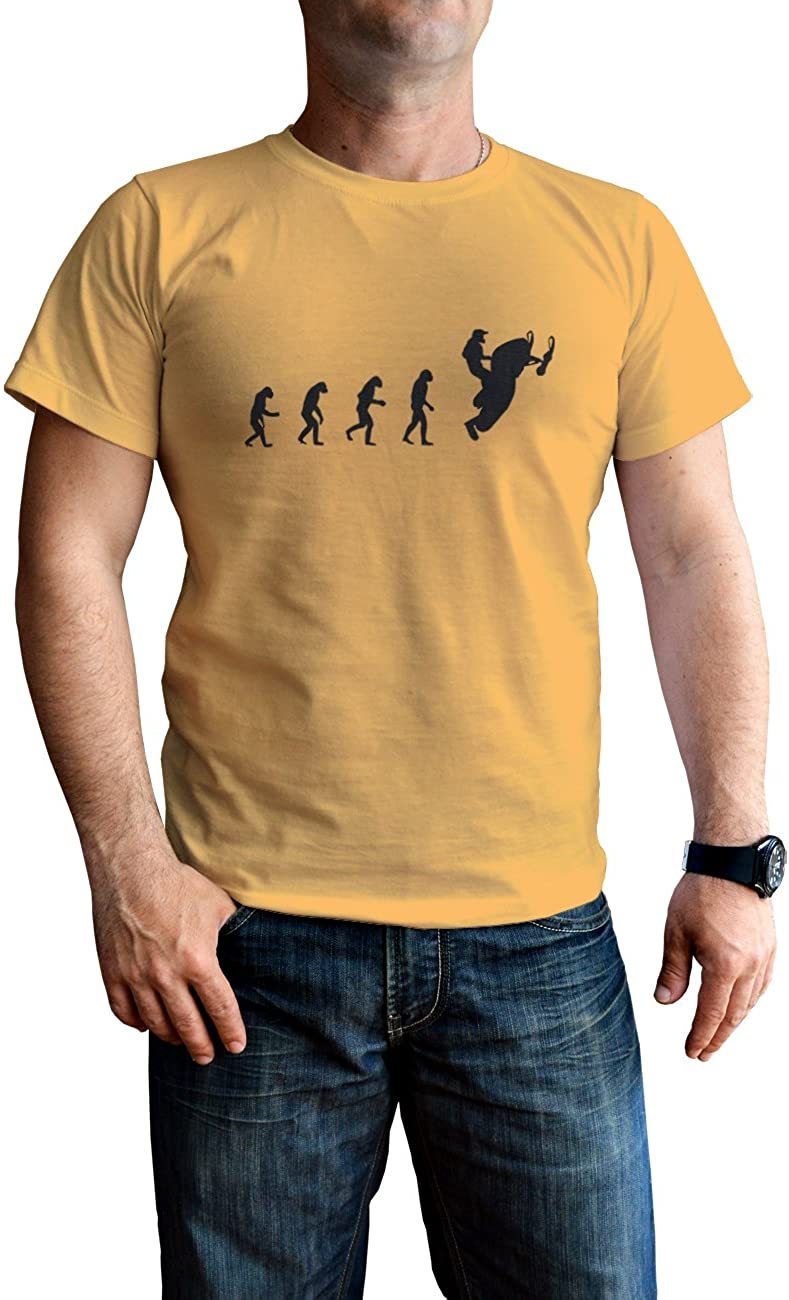 NXY Men's Evolution of Man to Snowmobile Rider T-Shirt