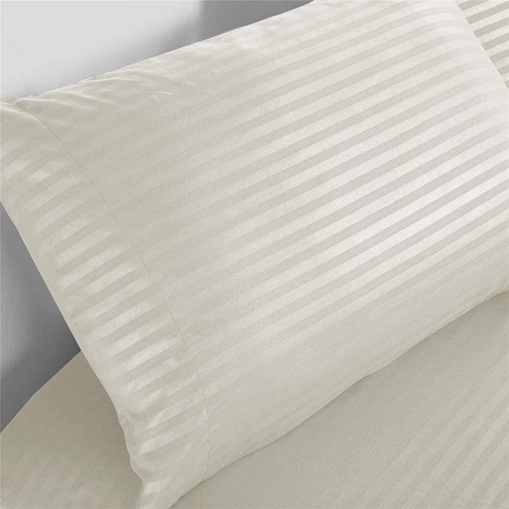 NXY Best, Softest, Coziest 3-Piece Full Sheet Sets - 1500 Thread Count Egyptian Quality Luxurious Wrinkle Resistant Damask Stripe Bed Full Sheet Set, Full Coffee