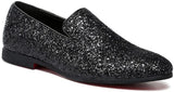NXY Men's Sparkling Glitter Luxury Slip on Loafers Smoking Slipper