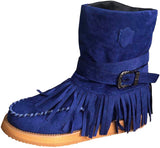 NXY Winsummer Fringe Ankle Boot for Women Moccasin Suede Ankle Booties Vintage Fringe Mid-Calf Flat Shoes