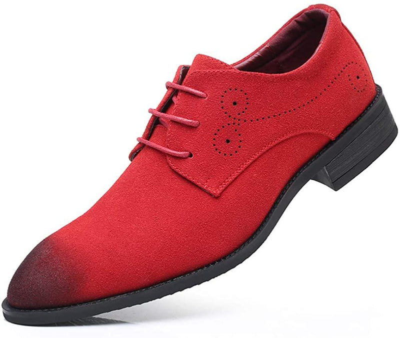 NXY Men's Suede Leather Oxford Shoes Casual Lace Up Dress Shoes Wingtip Brogues Classic Formal Business Shoes