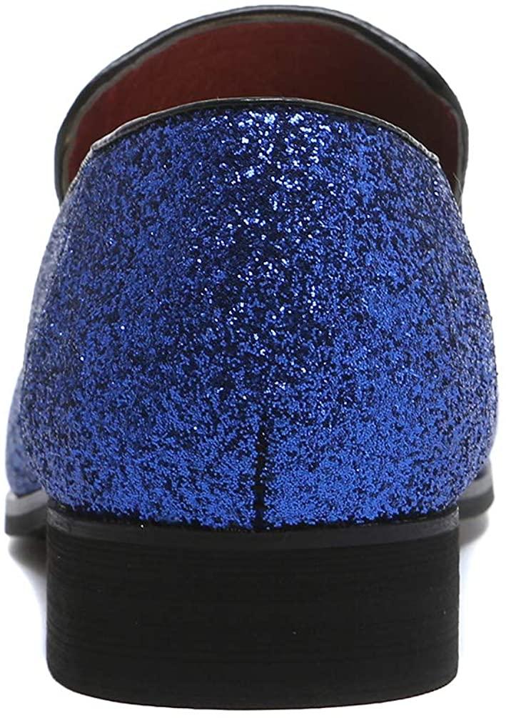 NXY Men's Luxury Sparkling Glitter Slip On Loafers Nightclub Party Dress Shoes