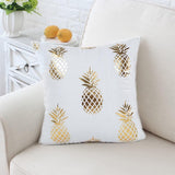 MHB Gold Foil Pineapple Square Cushion Cover Throw Pillow Cover Decorative Accent Pillows 18 x 18 Inch (Pack of 2)