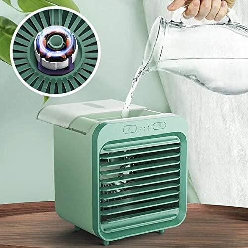 2021 Rechargeable Water-cooled Air Conditioner Eco-Friendly, Portable Ultra-Quiet Electric Fan, Cooling Cooler Spray Humidifier with USB Dual Battery Rechargeable,for Dormitory Office Desktop (Green)