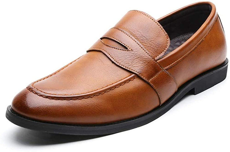 NXY Black &amp; Yellow Penny Loafers for Men丨Premium Fabric Leather Fashion Dress Loafers &amp; Slip On Driving Shoes - Classic Elegant Loafers for Men