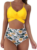 NXY summer Women's Swimsuit High Waisted Swimsuits Push Up Two Piece Bandage Cross Athletic Bathing Suits