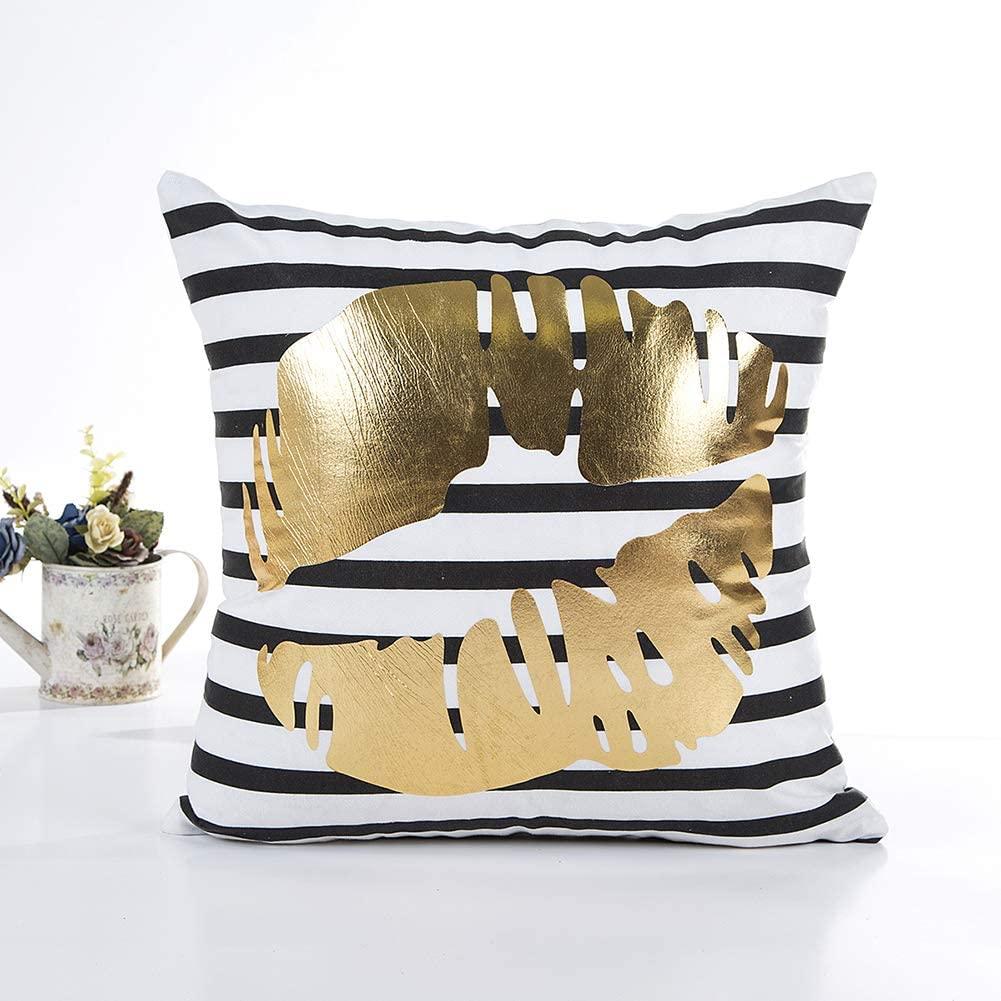 MHB Home Pillowcase 18x18 Zippered Sea Theme Pillow Covers Protectors &amp; Pillow Covers Gold Foil