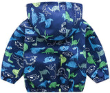 Chaqueta con capucha para niños y niñas, diseño de dinosaurio, ligera, para niños, cortavientos al aire libre