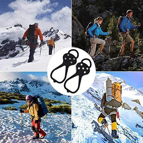 Kexle Universal Non-Slip Gripper Spikes - Ice Cleats with 5-Claw Anti-Slip Nails, Durable Shoe Ice &amp; Snow Grips, Ice Grippers Traction, Shoe Covers for Shoes and Hiking Boots Walking Climbing Fishing