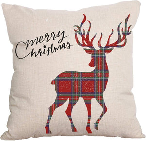 MHB Christmas Pillow Cover Decorations 18&quot;x18&quot; Christmas Decorative Couch Pillow Cases Linen Pillow Square Cushion Cover for Sofa, Couch, Bed and Car