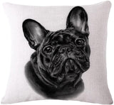 MHB Decorative Animals French Bulldog Cotton Linen Throw Pillow Covers 18 x18 Inch (Pack of 4 Pieces)