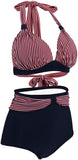 XNY Women's Vintage Polka Dot High Waisted Bathing Suits Bikini Set