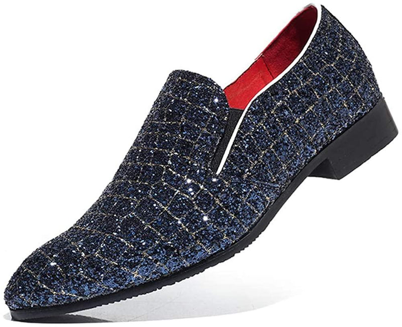 NXY Blue &amp; Black Penny Loafers for Men丨Soft Paillette Leather Fashion Slip-on Loafers &amp; Luxury Driving Shoes - Elegant Dress Loafers for Men