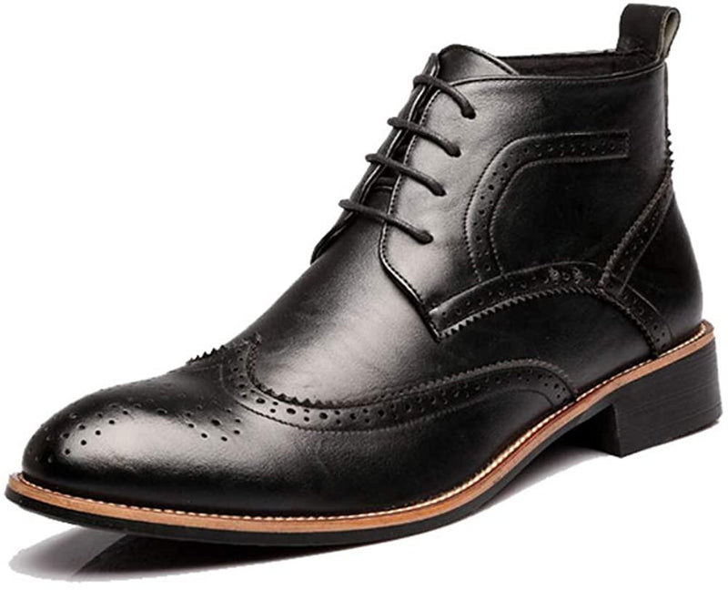 MHB Men&rsquo;s Wingtip Perforated Lace-up Classic Brogue Oxford Ankle Boots