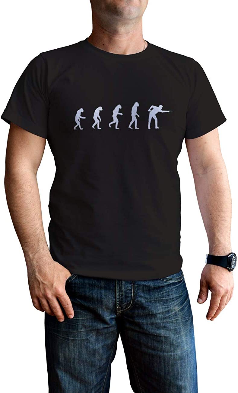NXY Men's Evolution of Man to Pool Player T-Shirt