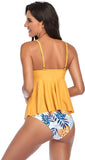 NXY Women Tankini Swimsuits V Neck Ruffle Flounce Tankini Top with Shorts Two Piece Bathing Suits