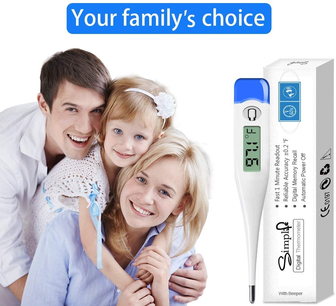 Basic Body Thermometer with Accurate Readings Suitable for Kids and Adults, Digital Oral, Rectal Armpit Thermometer