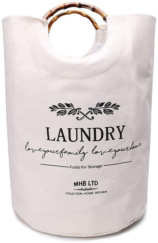 NXY X-Large Laundry Basket Pocket with Rattan Handle Tall Foldable Laundry Bag Handles Waterproof Portable