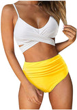 NXY summer Women's Swimsuit High Waisted Swimsuits Push Up Two Piece Bandage Cross Athletic Bathing Suits