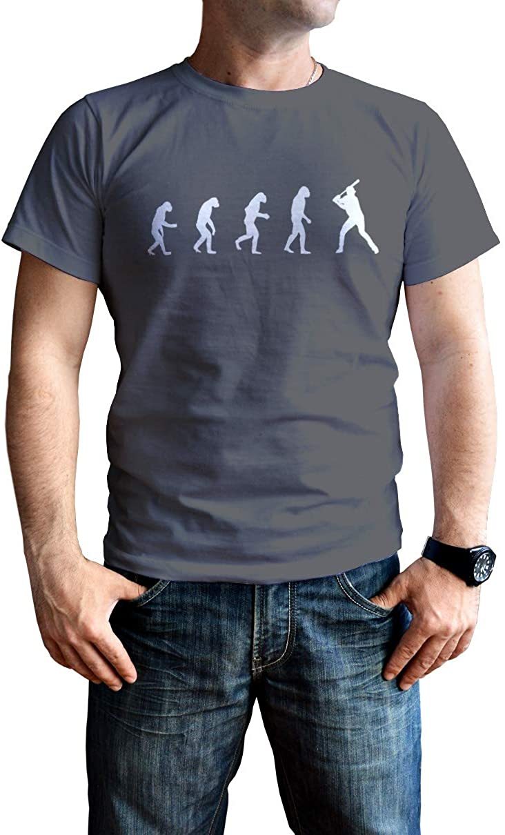 Men's Evolution of Man to Baseball Player T-Shirt - from Caveman to Home Run Hitter Shirt