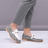 NXY Men's Penny SLI-On Leather Loafer Luxury Metallic White Wedding Dress Shoes Moccasins Slippers