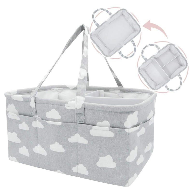 NXY Baby Diaper Caddy Organizer, 17.5 x 13 x 8.7 inch, Extra Large Grey Portable Diaper Holder