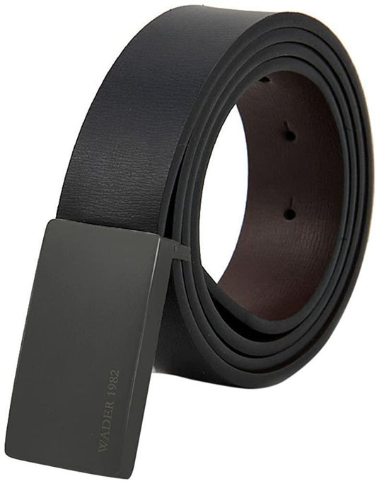 NXY Cinturón con hebilla de diseñador para hombre, correa de cuero, placa plana, piel de vaca masculina, negro y marrón 