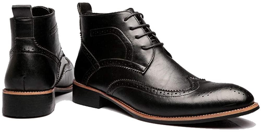 MHB Men&rsquo;s Wingtip Perforated Lace-up Classic Brogue Oxford Ankle Boots