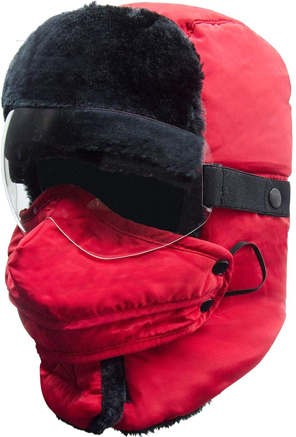 NXY Men Winter Hats Windproof Trooper Trapper Hat Mask Goggles Ushanka Hat Earflaps Hunting Hat Outdoor Warm