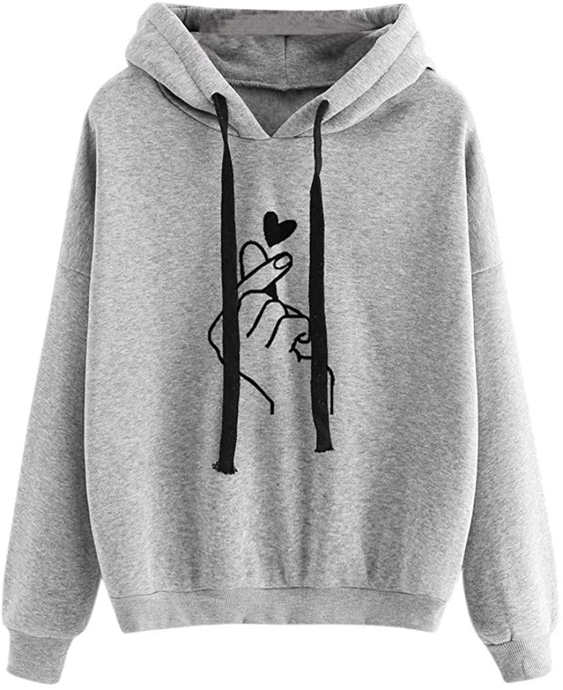 Women&rsquo;s Pullover Hoodies Casual Loose Letter Print Long Sleeves O-Neck Hooded Sweatshirts Blouse Tops for Teen Girls
