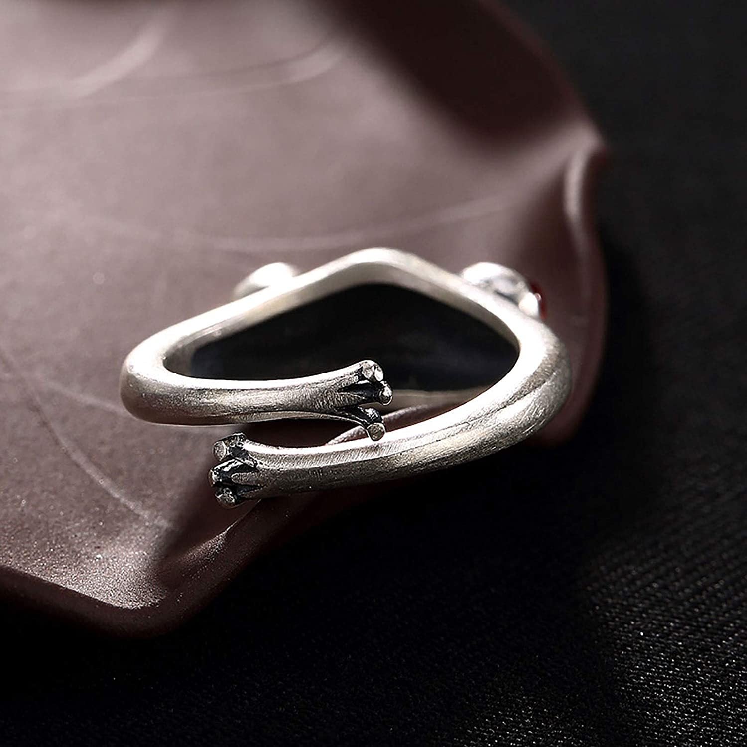 Kexle Real Sterling Silver Frog Open Rings for Women, Adjustable Vintage Finger Ring